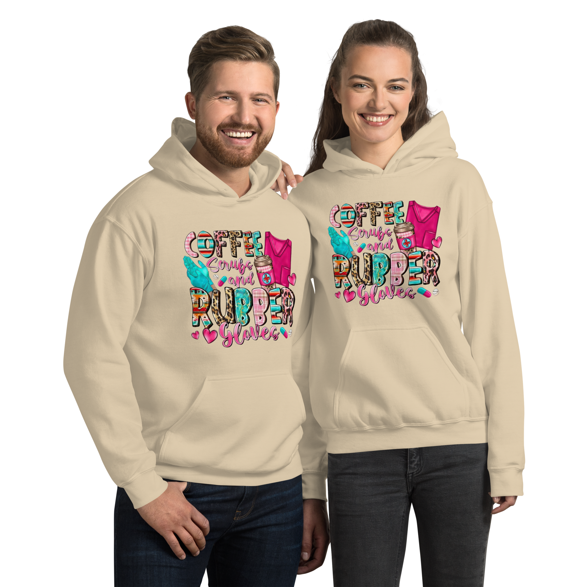 Coffee Scrubs and Rubber Gloves Unisex Custom Hoodie Physical Hoodie Style-Junction