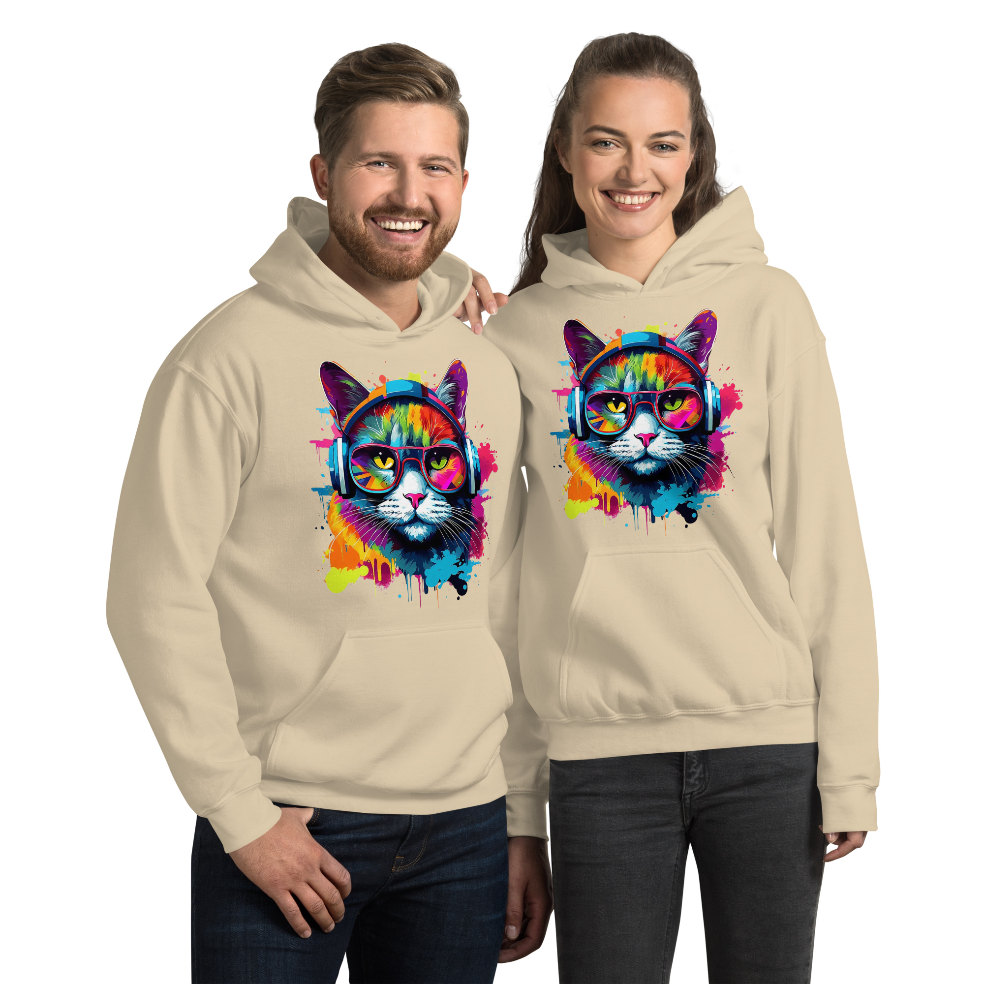 Vibrant DJ Cat Unisex Hoodie - The Ultimate Hoodie for Chill Evenings and Street Style Physical Hoodie Style-Junction