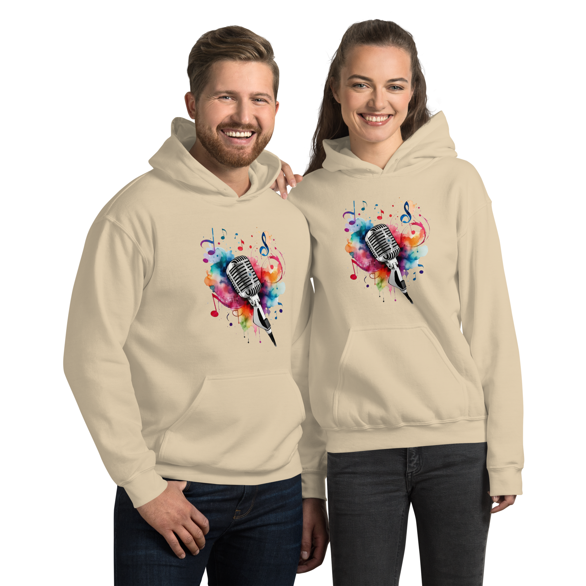 Vibrant Musical Microphone Art Unisex Hoodie Physical Hoodie Style-Junction