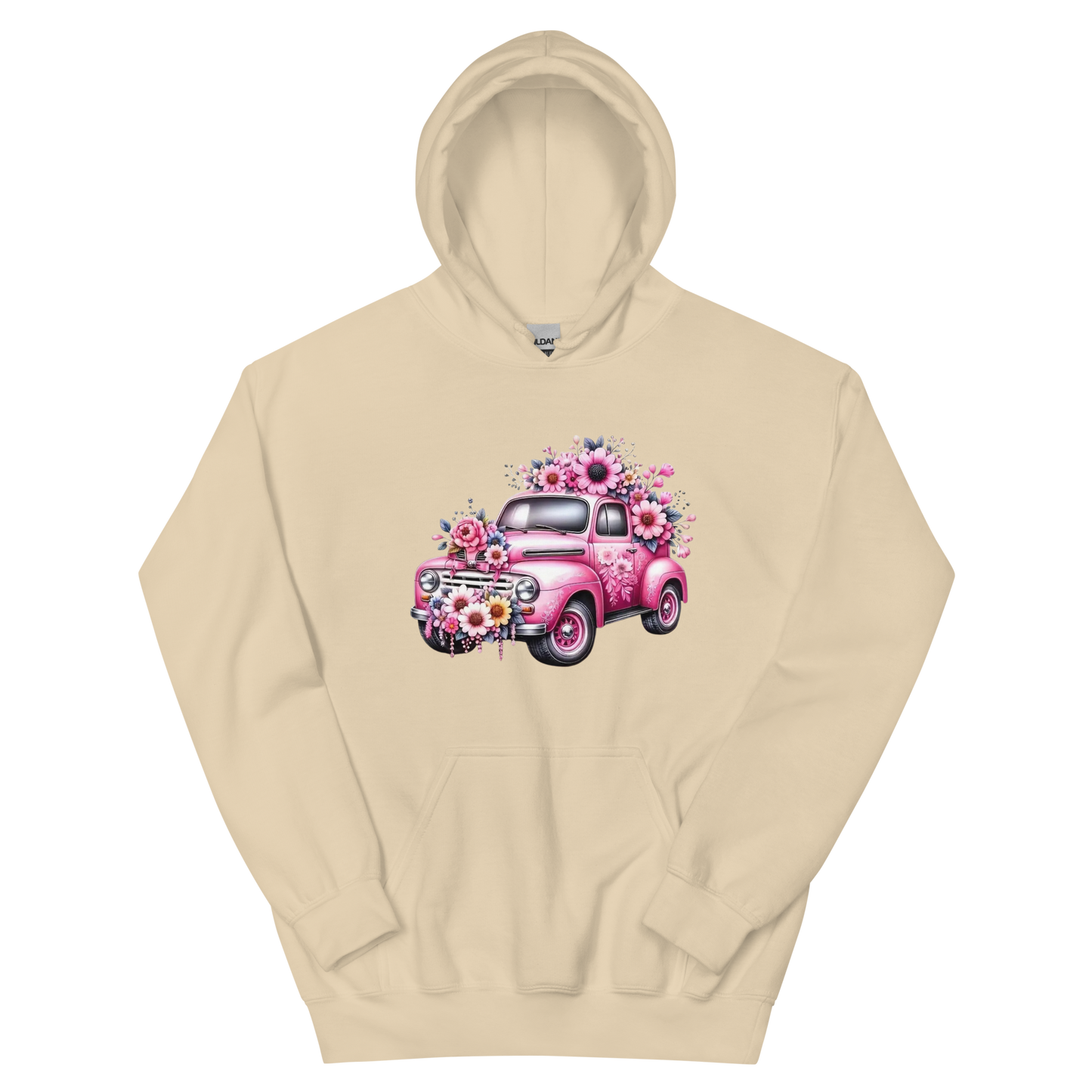 Pink Flower Chevy Truck Women's Hoodie Physical Hoodie Style-Junction Custom Designs & Prints