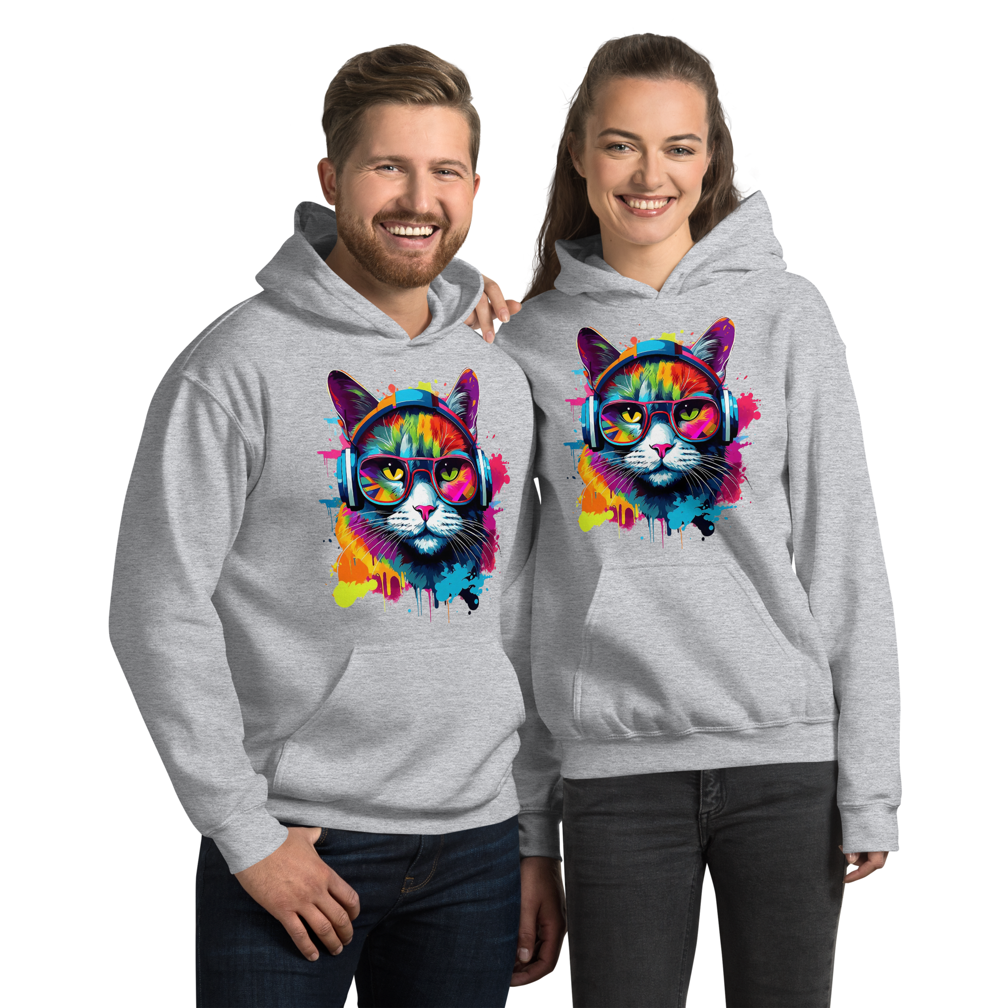 Vibrant DJ Cat Unisex Hoodie - The Ultimate Hoodie for Chill Evenings and Street Style Physical Hoodie Style-Junction