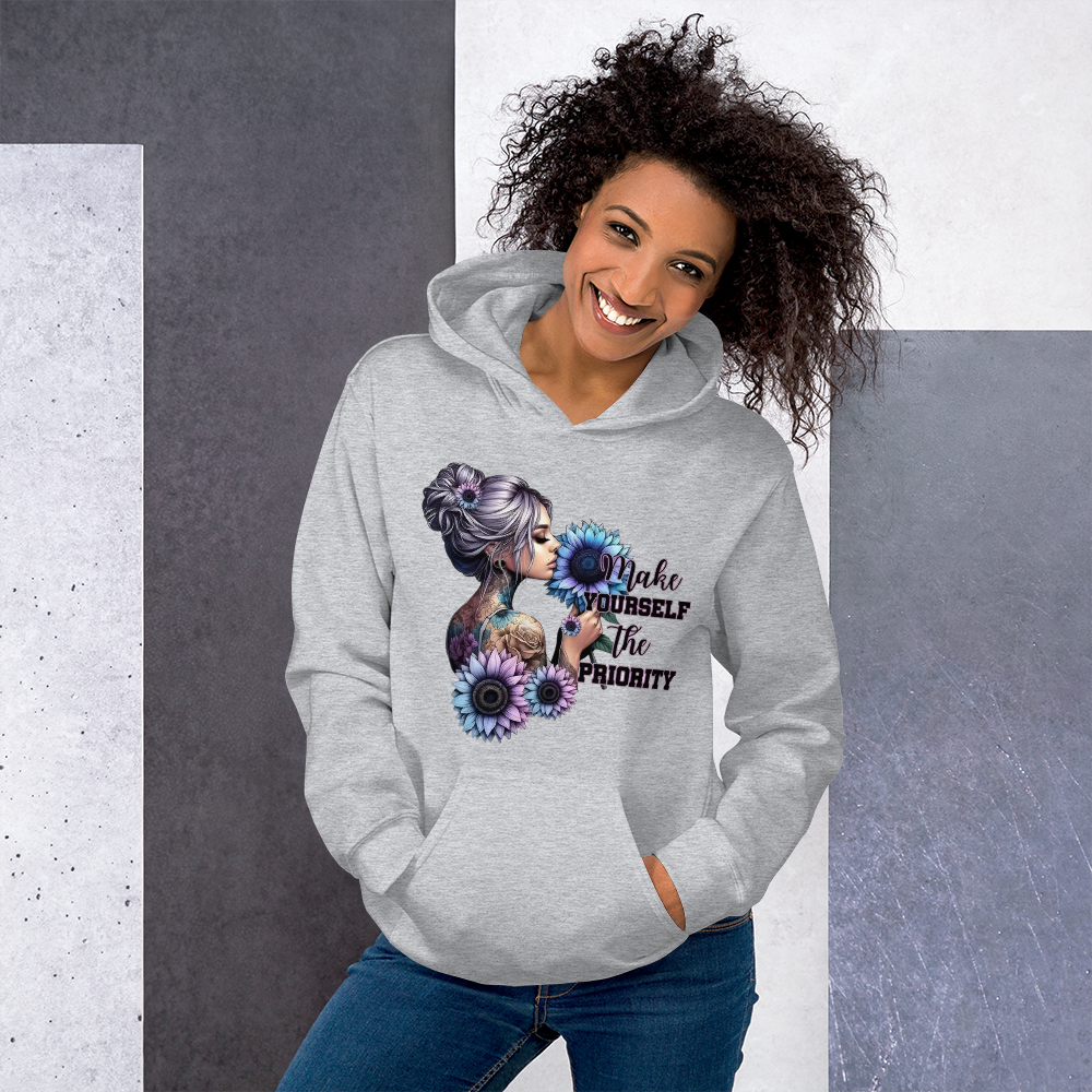 Make Yourself The Priority Hoodie - Women's Go-To for Cooler Evenings Physical Hoodie Style-Junction