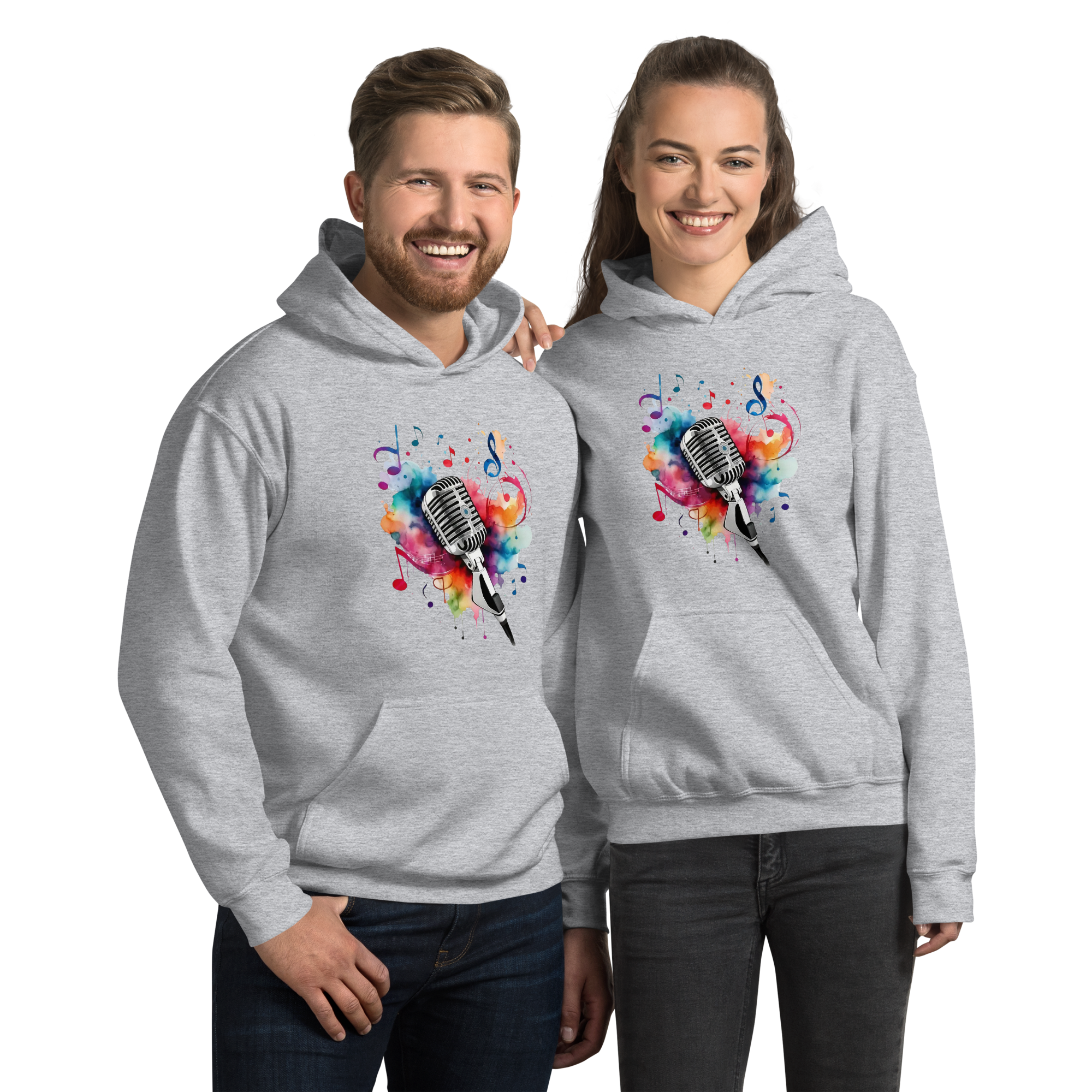 Vibrant Musical Microphone Art Unisex Hoodie Physical Hoodie Style-Junction