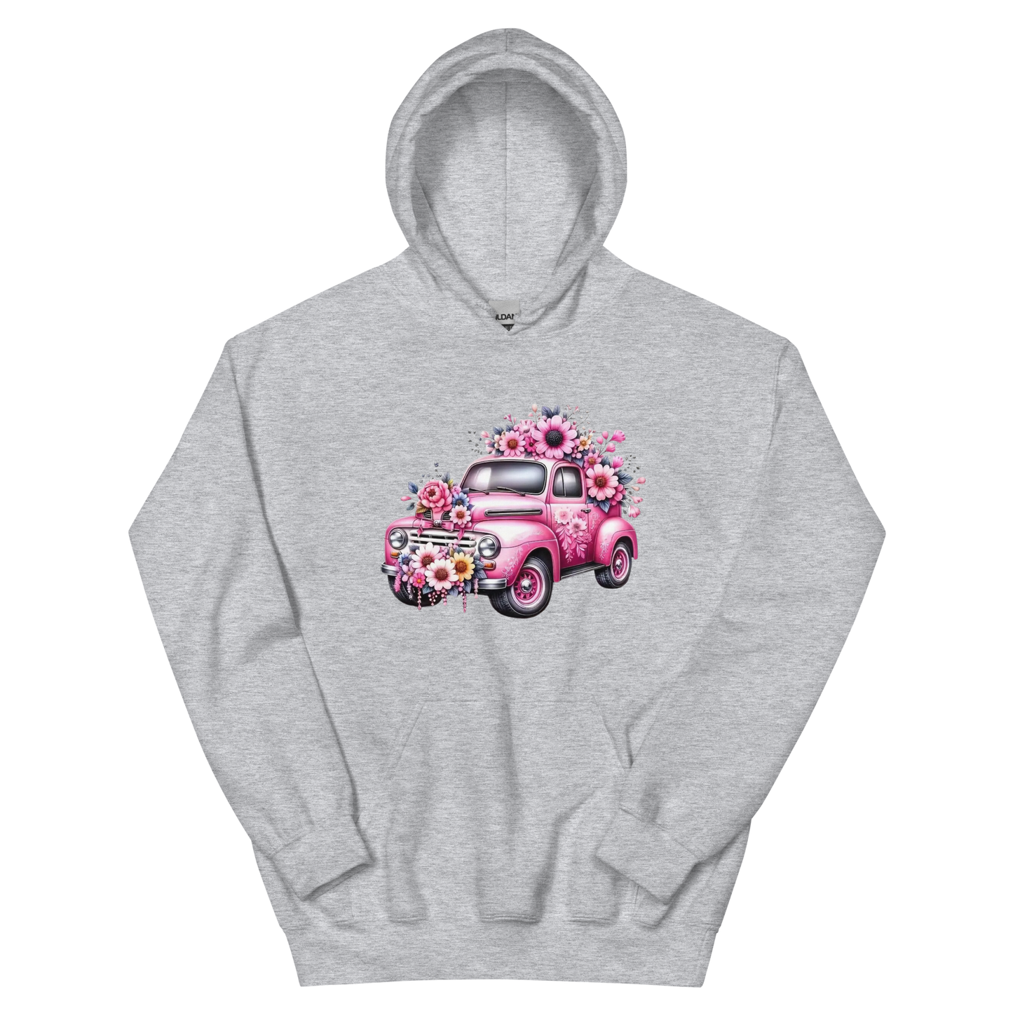 Pink Flower Chevy Truck Women's Hoodie Physical Hoodie Style-Junction Custom Designs & Prints