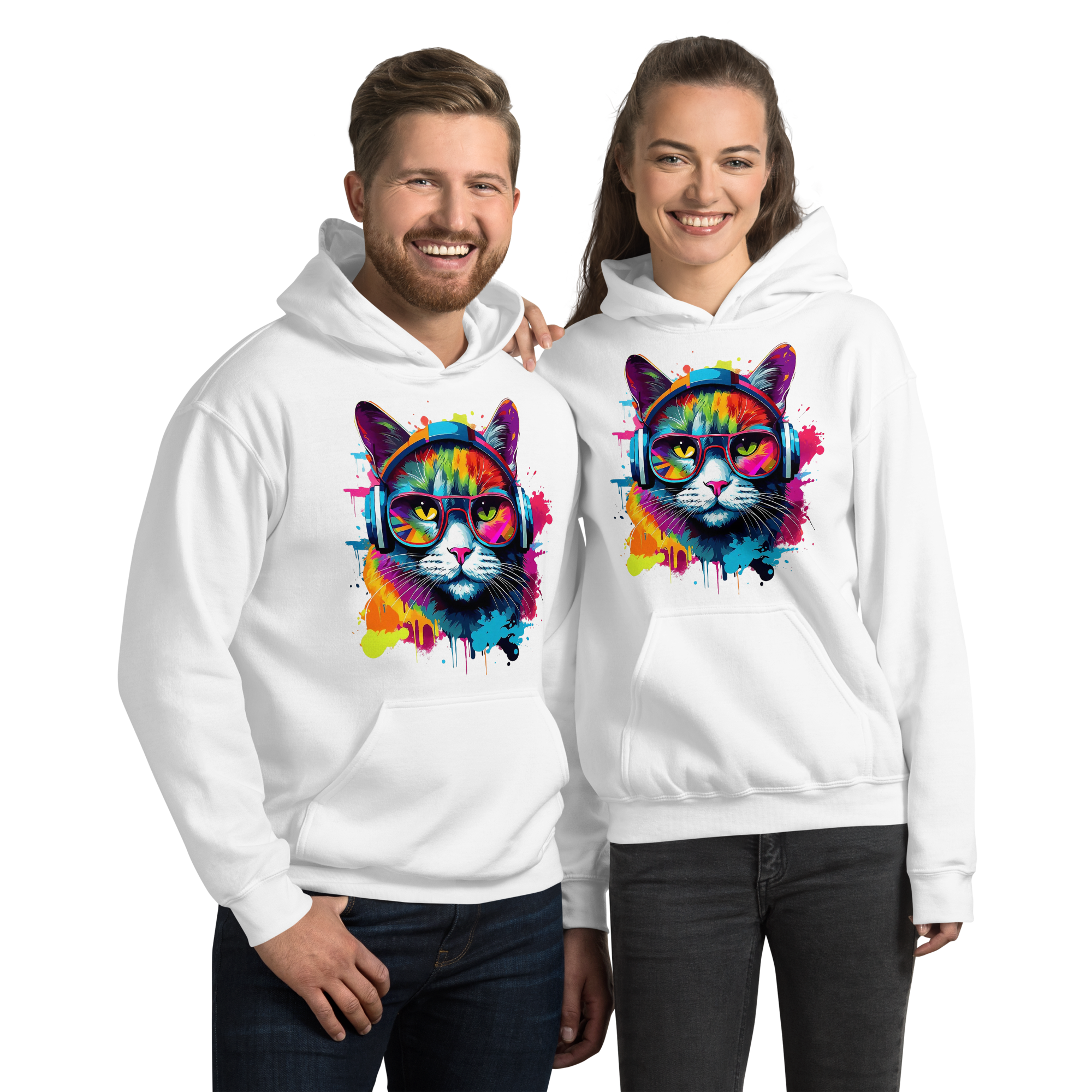 Vibrant DJ Cat Unisex Hoodie - The Ultimate Hoodie for Chill Evenings and Street Style Physical Hoodie Style-Junction