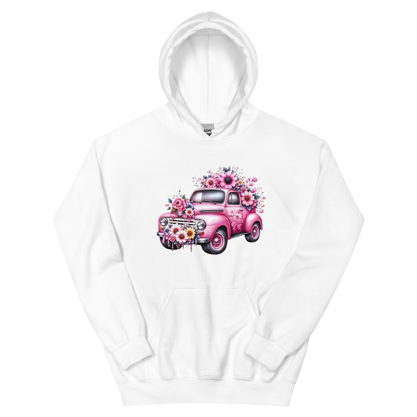 Pink Flower Chevy Truck Women's Hoodie Physical Hoodie Style-Junction Custom Designs & Prints