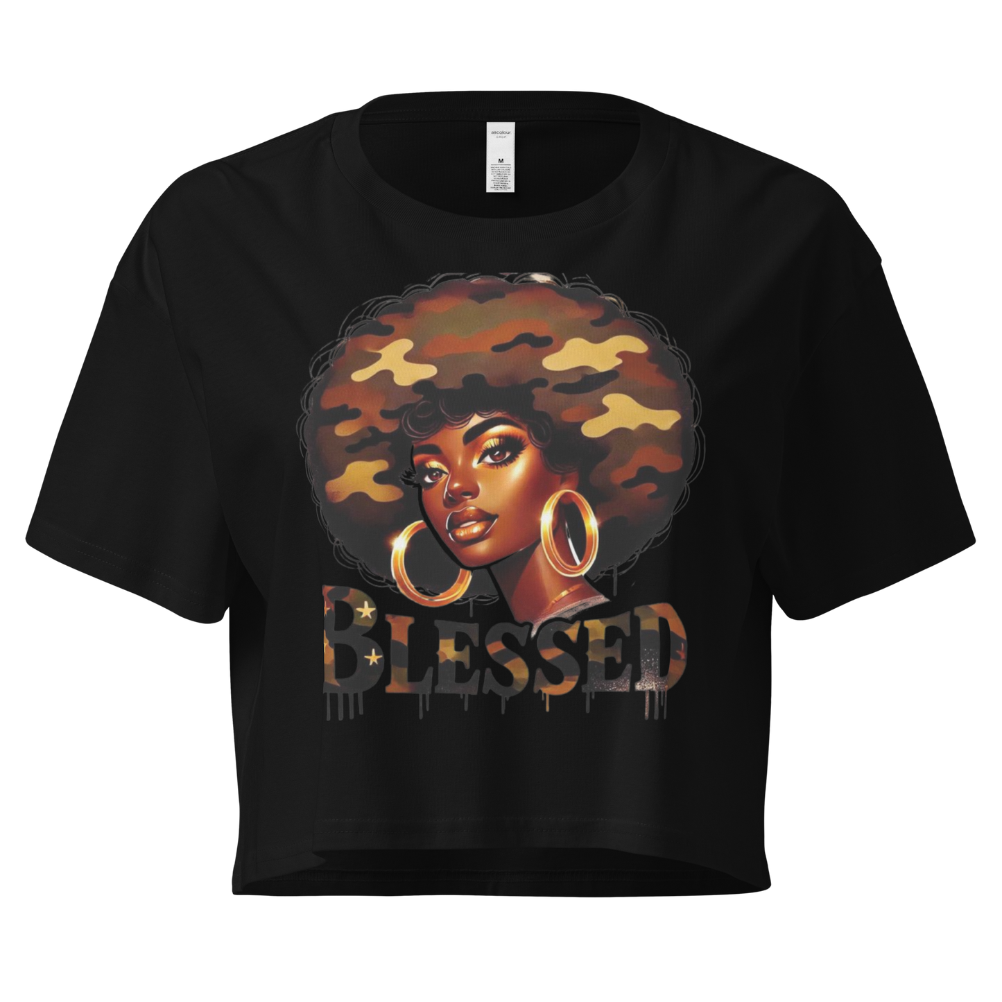 Blessed Women’s Crop Top Physical Crop Top Style-Junction Custom Designs & Prints Black XS